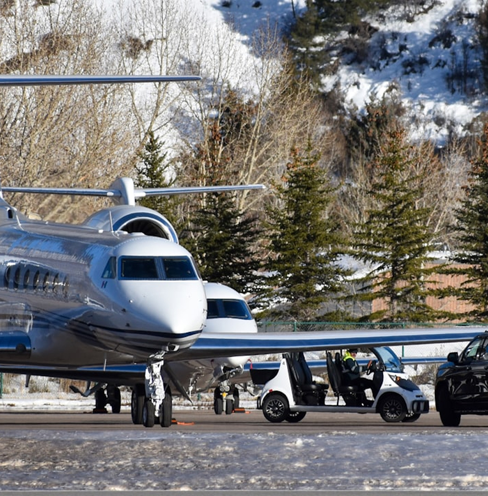 Airplane in a snowy field