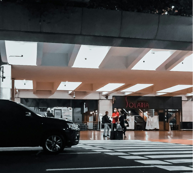A photo of a hotel lobby from a non-descript location