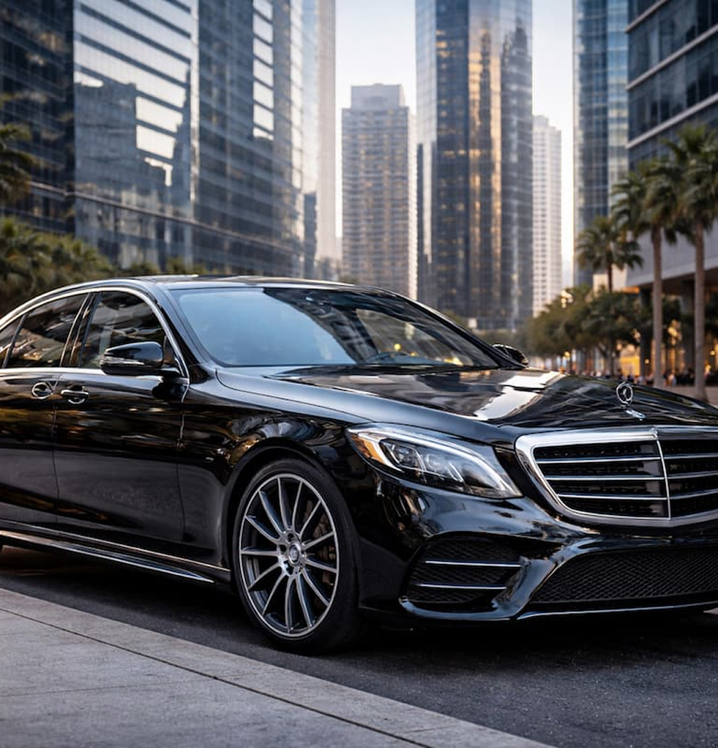 A picture of a Mercedes Benz S class, probably in Dubai