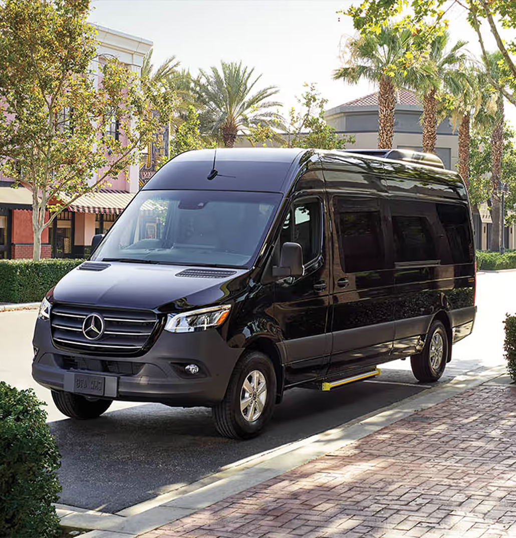 A picture of a Mercedes Sprinter Van, probably in Florida