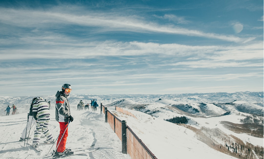 Sweeping vista of a mountain ski resort