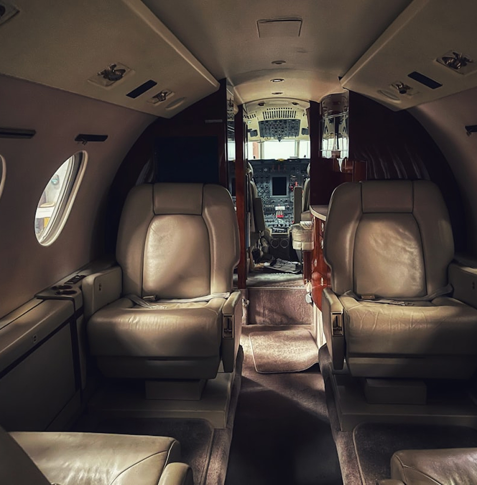 Interior of a super expensive private jet